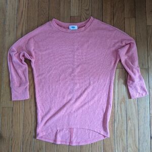 Girls Old Navy long sleeve pink coral shirt, size Large 10-12